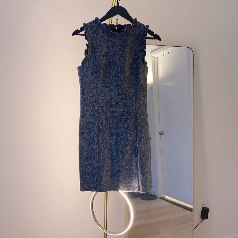 Office wear rich grey frilled neck and sleeve